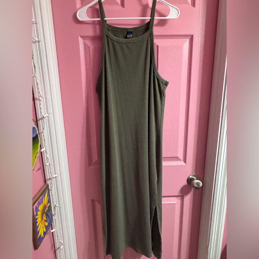 Olive green midi dress
